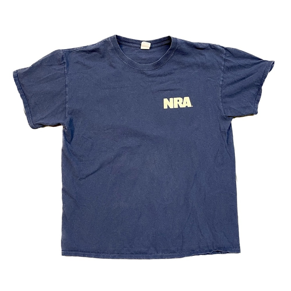NRA National Rifle Association Shotgun American Flag Graphic Tee Size Large